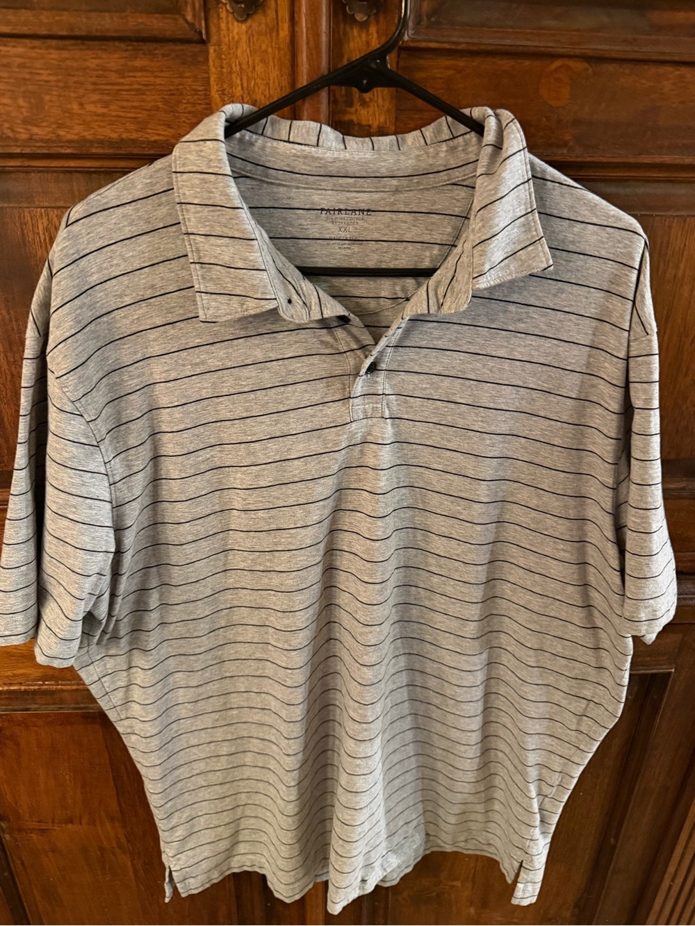 Fairlane Men’s Pima Cotton Gray Black Striped Golf Polo Xxl